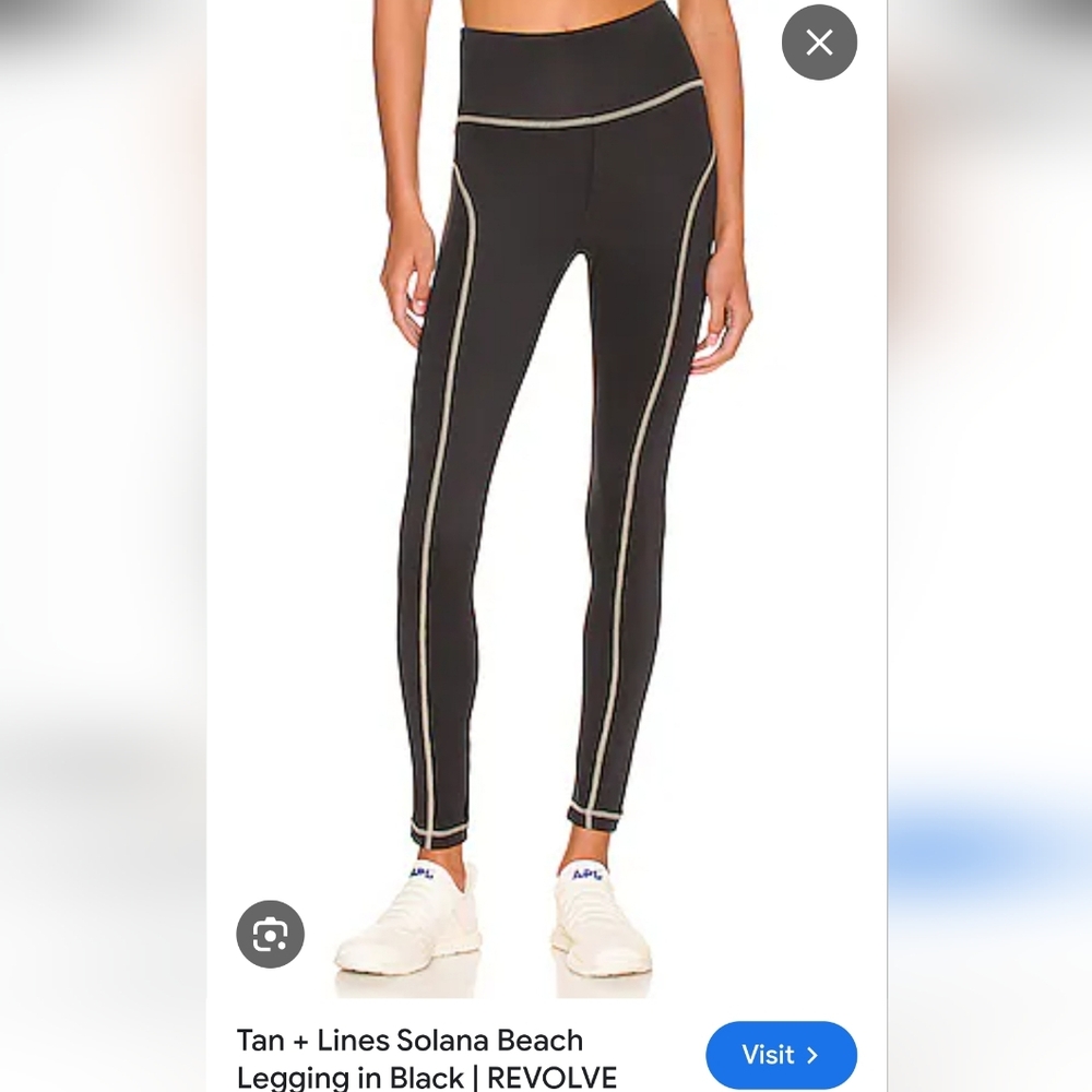 Solana Beach Black Leggings with Tan Contrast Trim